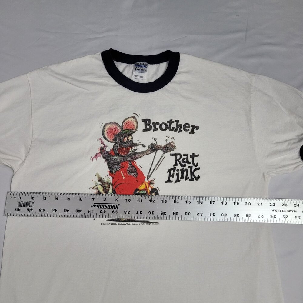 VTG Rat Fink 2006 Ed"Big Daddy"Roth Brother Men's White Motorcycle T- Shirt Sz L - Picture 7 of 9